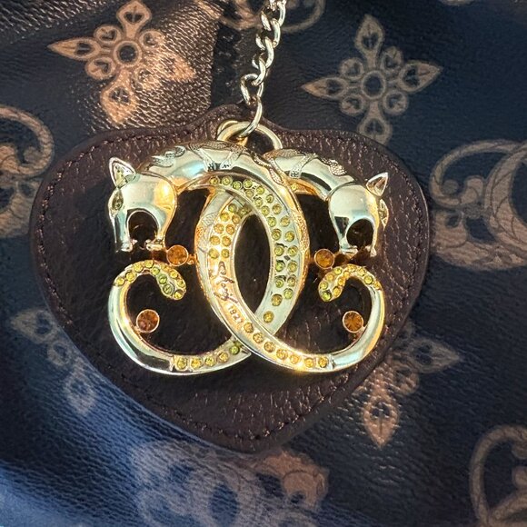 Sharif Shoulder Bag Saffiano Leather Gold Hardware Animal Print Interior NWOT - Picture 1 of 12